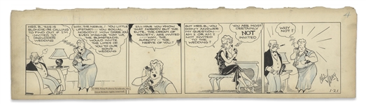 Chic Young Hand-Drawn Blondie Comic Strip From 1932 Titled Unconvinced! -- Blondies Sweet Naivete Shines Through